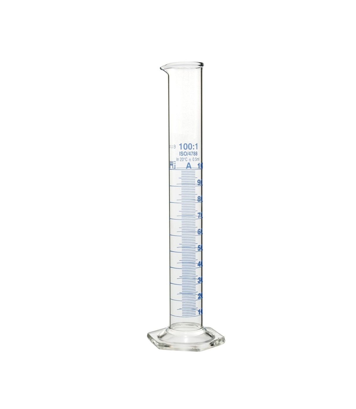 Eprouvette graduée, 100 ml - Classe A - Base hexagonal - BORO3.3 – Image 1