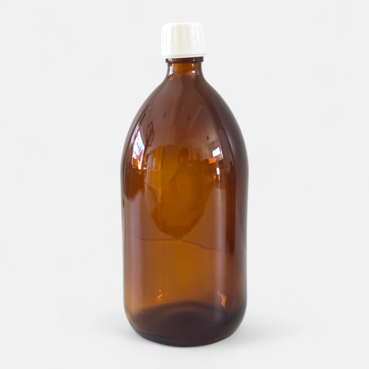 Bouteille 1000 ml en verre brun avec bouchon (sécurisé) – Image 1